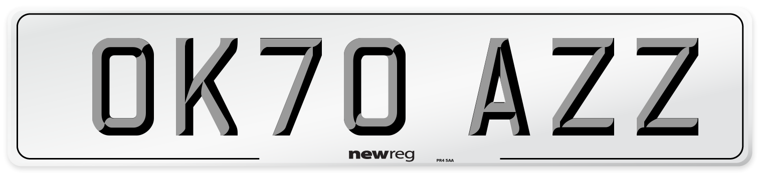 OK70 AZZ Number Plate from New Reg